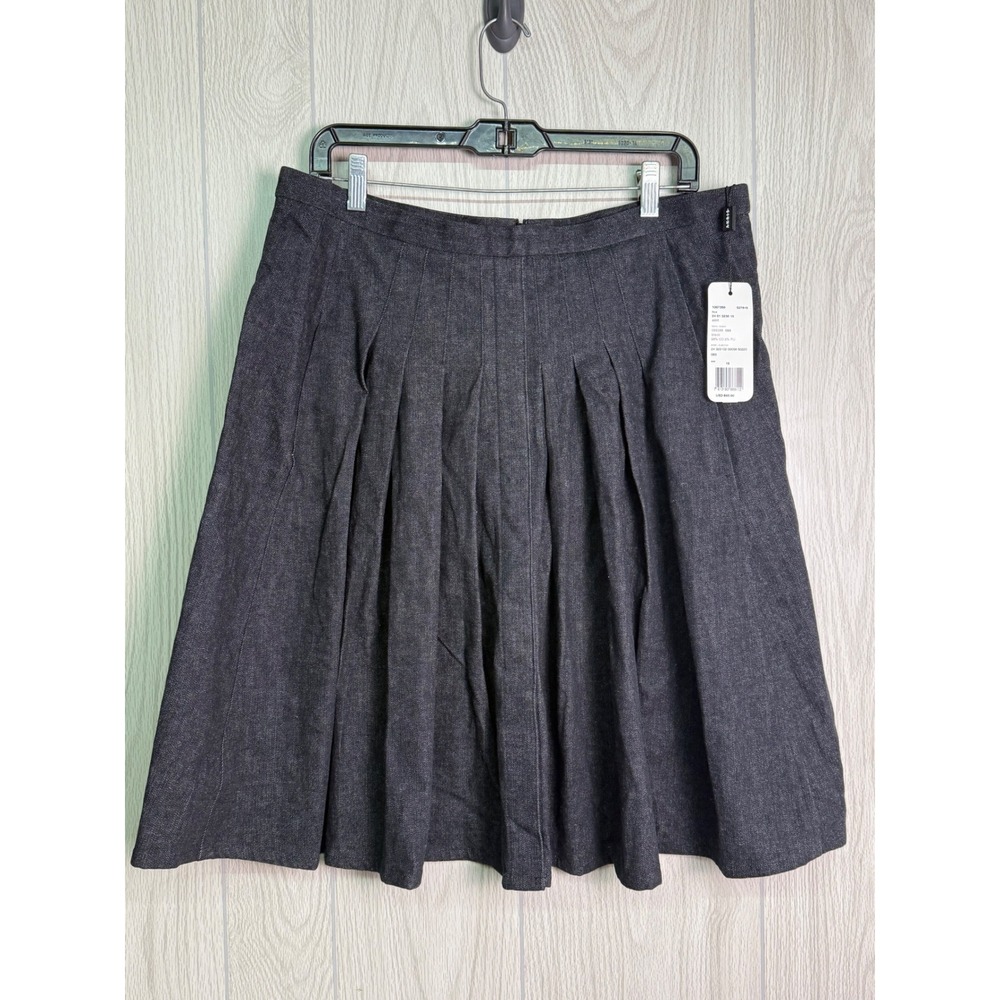 AKRIS Black Denim Pleated‎ Midi Skirt Size 12